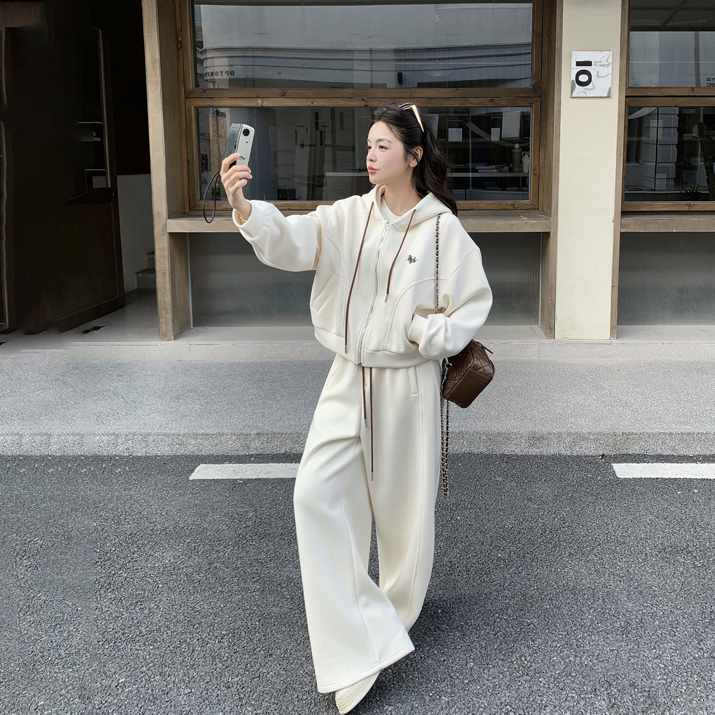 休闲运动连帽卫衣阔腿裤套装女春季2026新款爆款巨好看超火两件套