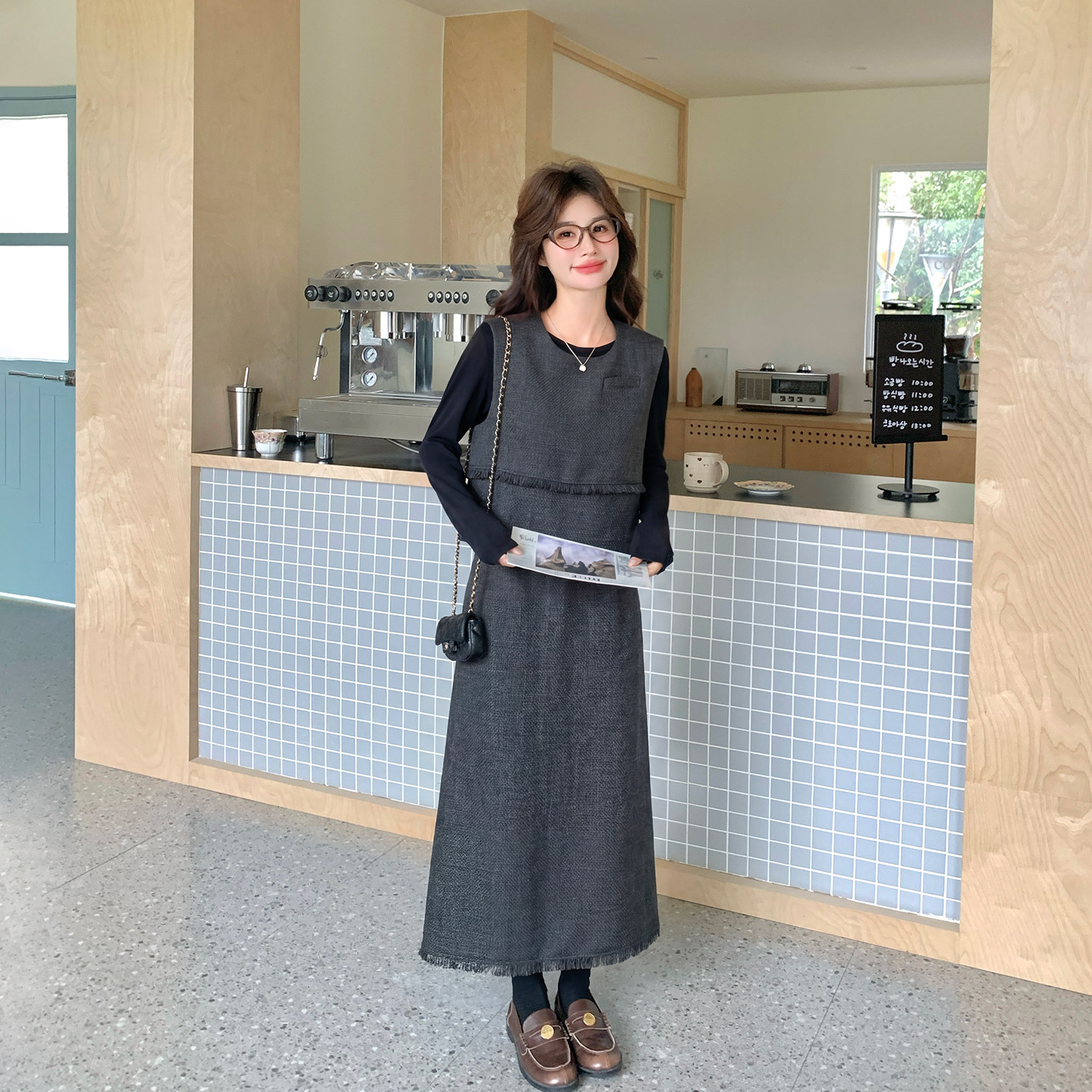 氛围感灰色流苏减龄背心套装女春季2026新款超火穿搭半身裙三件套