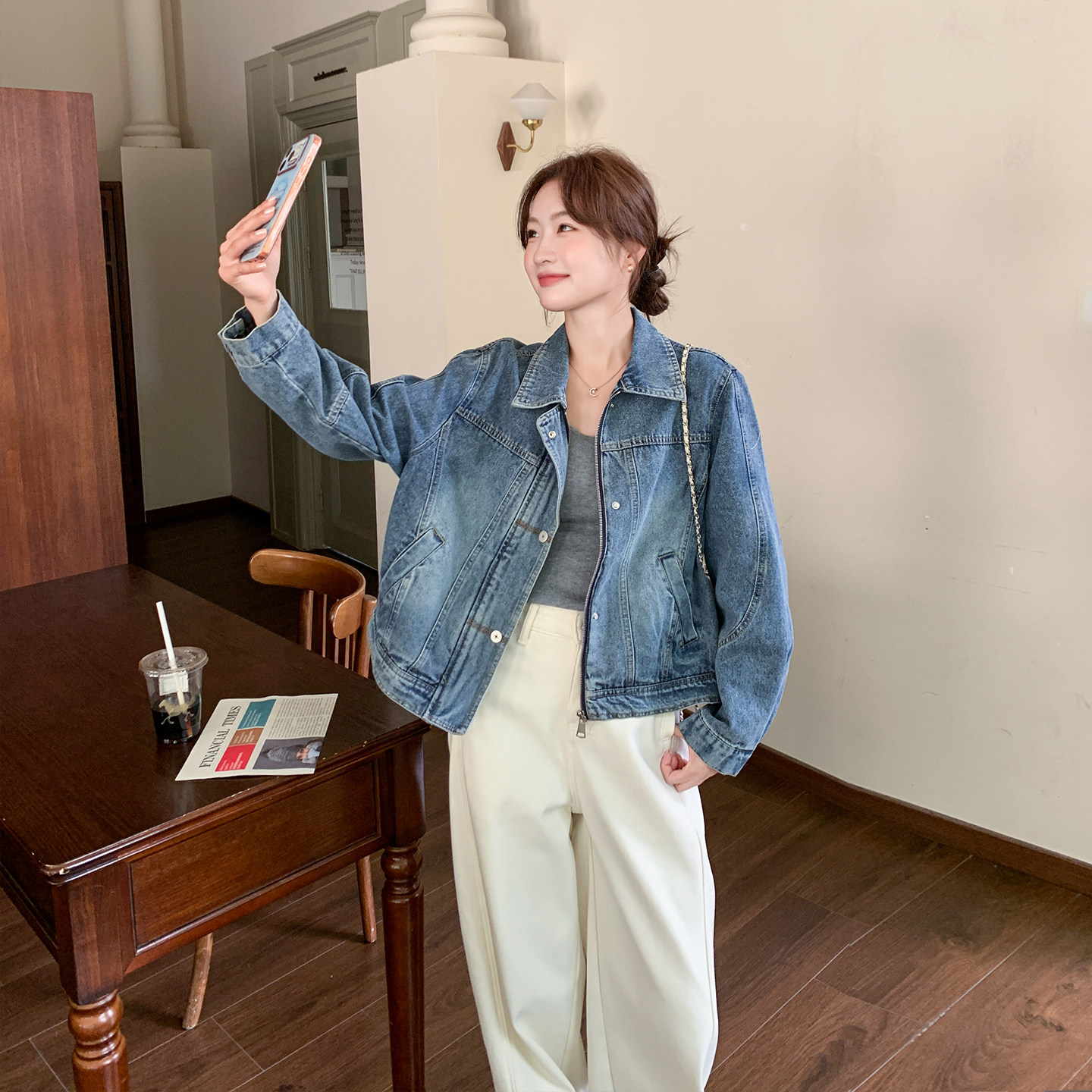 减龄短款牛仔短款外套女春季2026新款韩系小个子休闲夹克百搭上衣