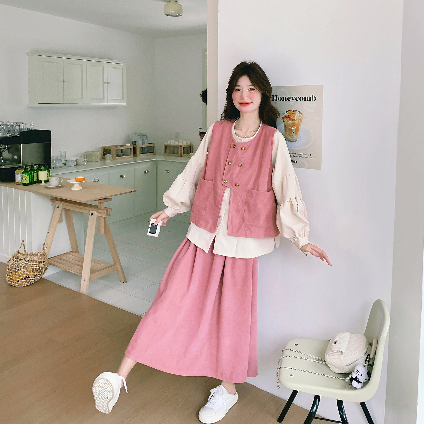 巨好看减龄粉色马甲套装裙女春季2026新款一整套衬衫半身裙三件套,女装/女士精品,时尚套装,淘宝优惠券,粉丝福利购,淘宝优惠卷