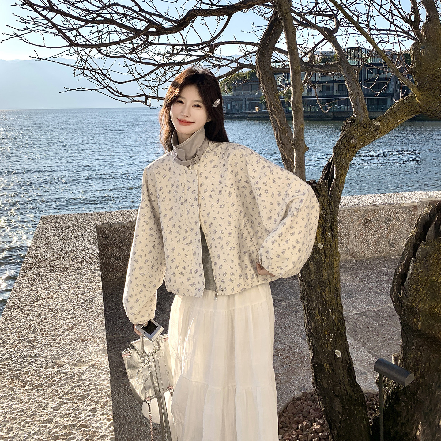 甜酷风立领碎花短外套女春季2026新款小个子减龄超火流行爆款夹克