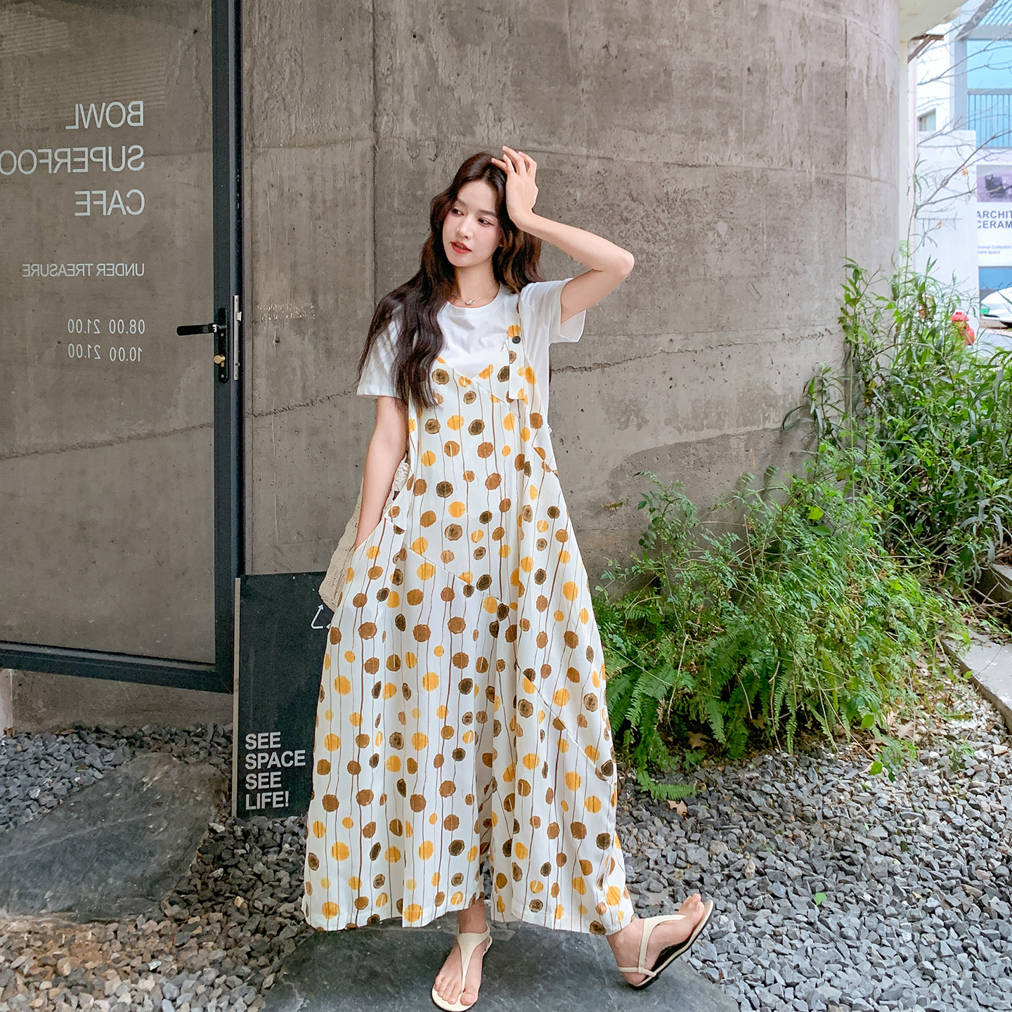 高级感爆款波点阔腿裤背带女夏季