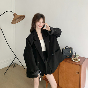 后背刺绣黑色设计感西装外套女春季2026新款中长款爆款英伦风西服