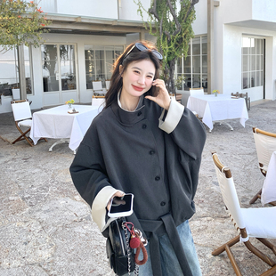 氛围感减龄撞色拼接灰色外套女春季2026新款今年流行漂亮超火夹克