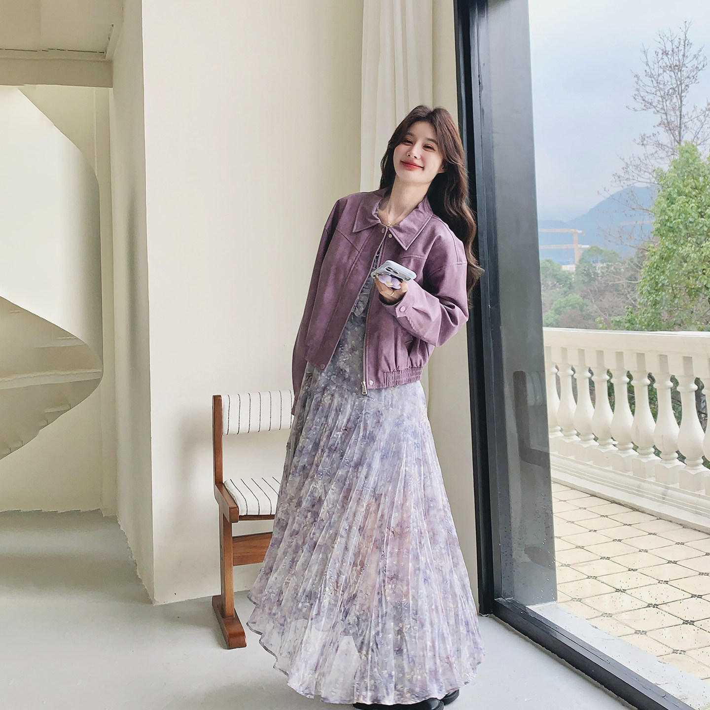 超火气质紫色皮衣外套女春季2026新款爆款高级感短款小个子PU夹克