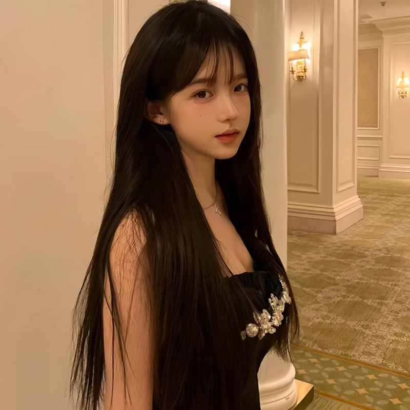假发女长发黑长直自然光头可用空气刘海lolita甜美全头逼真长直发