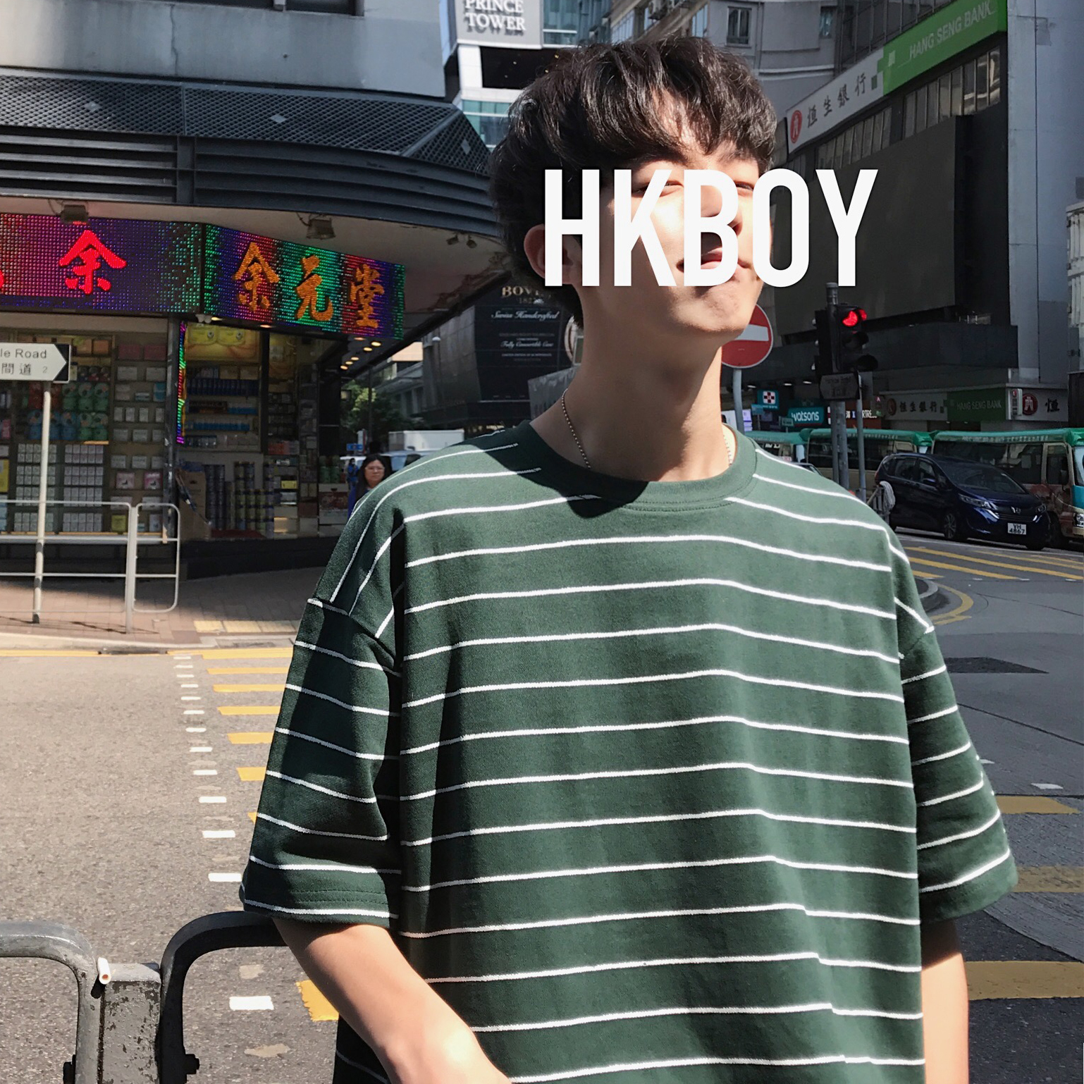 港風夏季新款男士條紋短袖T恤韓版寬松半袖tee日系海魂衫學生班服