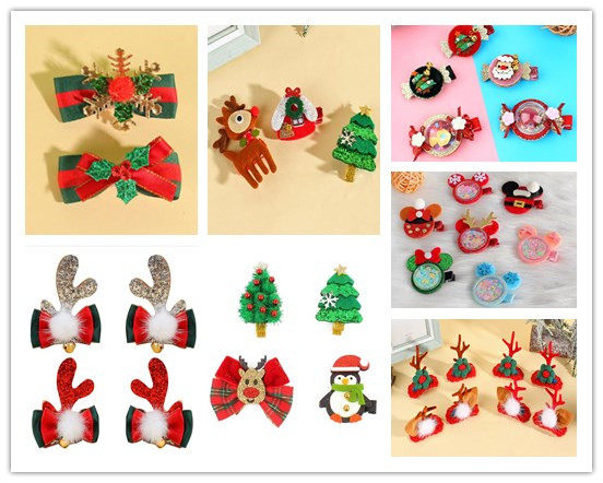 包邮港之恋圣诞儿童发饰可爱糖果发卡圣诞树一字发夹派对装扮头饰