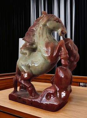 岫玉十二生肖摆件马到成功摆件马摆件虎摆件兔摆件龙龙蛇马羊猴鸡
