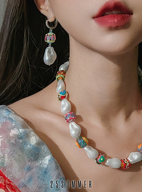 25SUMMER原创异形水滴贝珠女项链