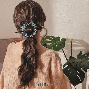 25SUMMER气质新中式复古天然贝壳雕刻螺钿工艺檀木树脂发簪头饰女