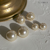 25SUMMER原创经典 复古百搭气质半圆仿珍珠耳环耳钉高级感耳夹女款