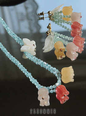 25SUMMER天然玉石女款铃兰花项链