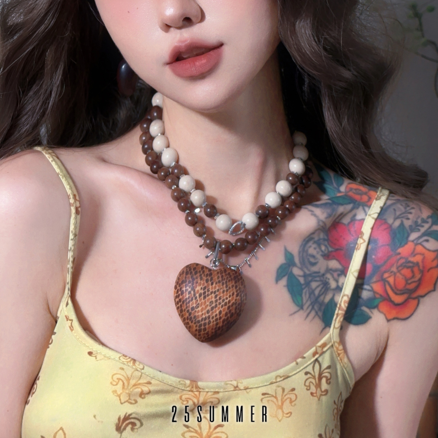 25SUMMER原创天然石大爱心项链