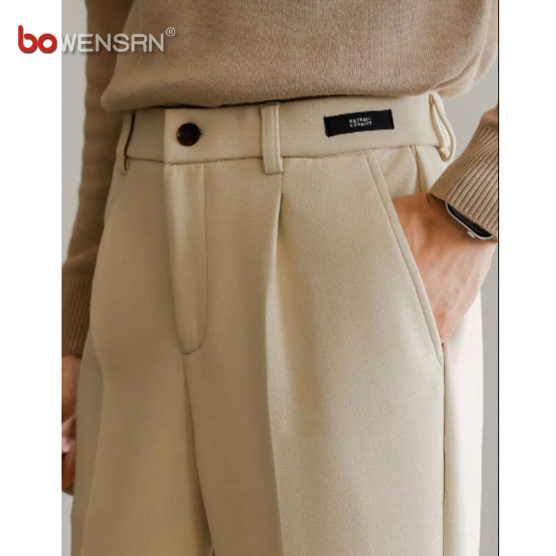 高端商务休闲西裤男士2025新款春秋冬季毛呢加厚小直筒男裤子男款