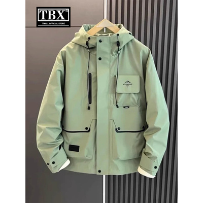 高端工装冲锋衣外套男士春秋季2025新款爆款连帽夹克男款冬装棉服