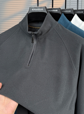 Catia Seli 秋冬季双面德绒长袖t恤男士内搭保暖半高领拉链打底衫