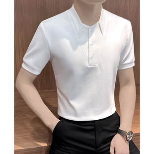 休闲白色2026新款 LL男装 高级感痞帅夏季 男短袖 立领超火t恤 POLO衫