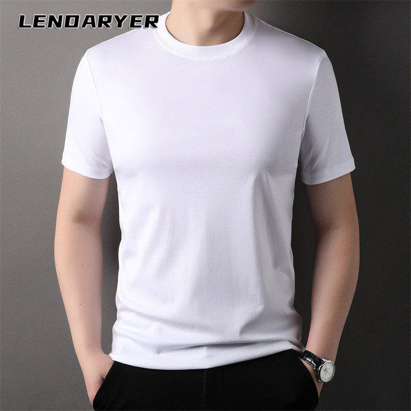 LENDARYER短袖T恤男2026夏季新款凉感免烫纯棉半袖圆领纯色上衣男