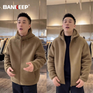 加厚抓绒保暖连帽夹克男款 冬装 春秋 2025新款 潮牌摇粒绒男外套男士