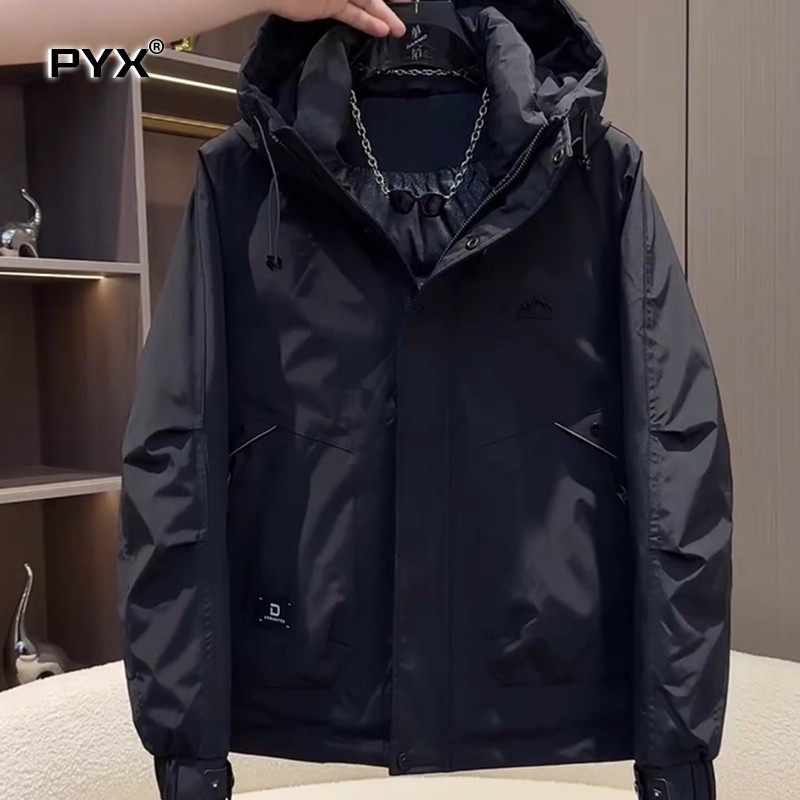 高端工装羽绒服男士冬季2025新款加厚连帽冲锋衣外套男款防寒服潮