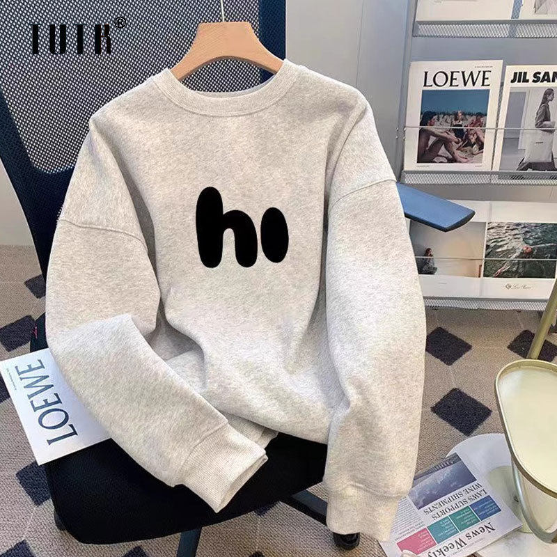 卫衣男款秋冬季美式圆领无帽长袖t恤潮牌宽松字母印花休闲打底衫