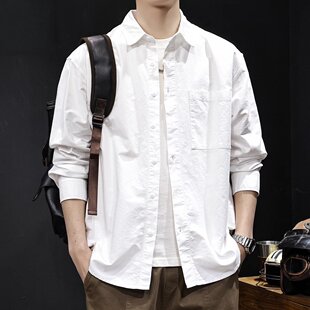男士 BIAS纯棉白色衬衫 neith 高级感外套长袖 纯色百搭大码 秋季