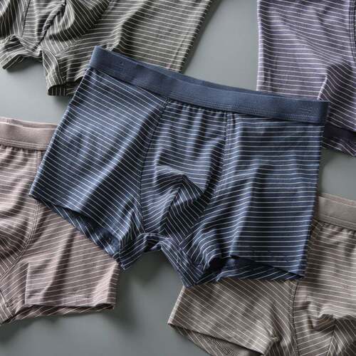 Cardiac 条纹内裤男士纯棉平角底裤莫代尔棉大码透气中腰四角裤衩