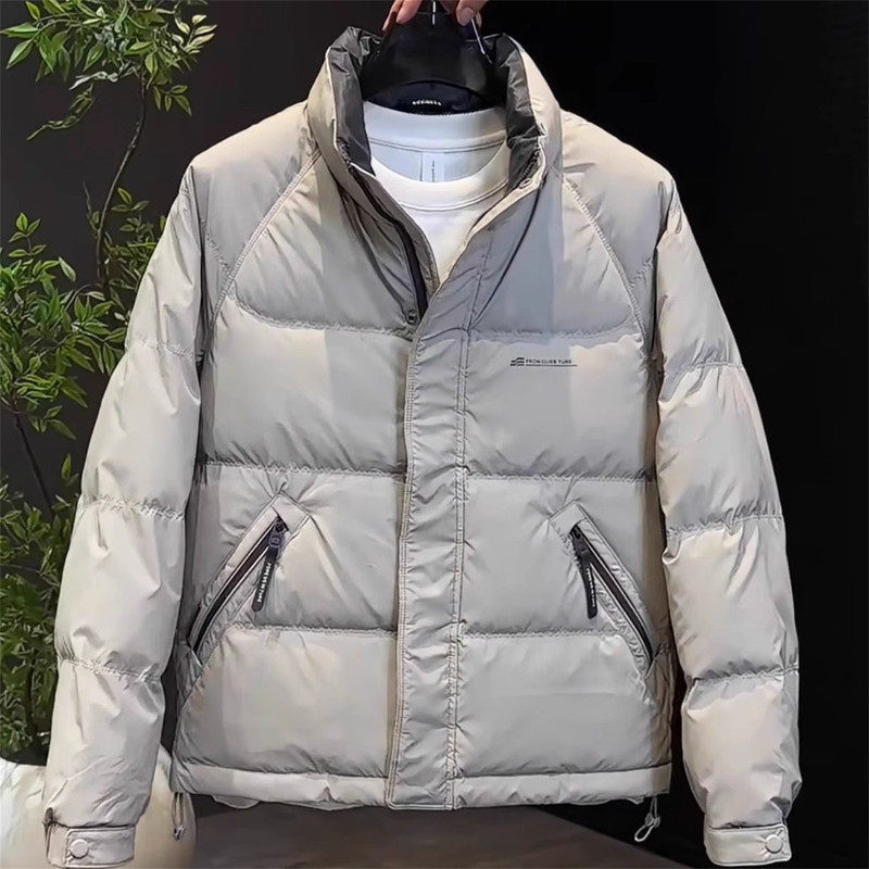 高端加厚白鸭绒羽绒服男士外套2025新款冬季保暖立领面包夹克男款