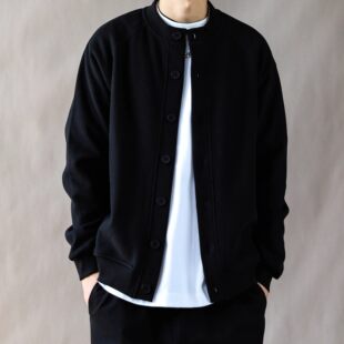 BIAS美式 复古重磅夹克男春秋宽松休闲黑色简约外套卫衣 neith