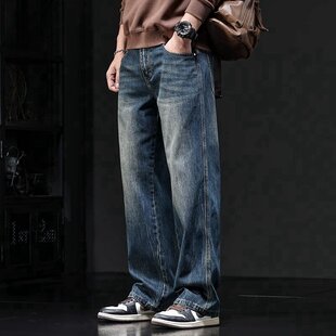 美式 BIAS春季 水洗直筒牛仔裤 男潮牌休闲男裤 子 宽松长裤 neith