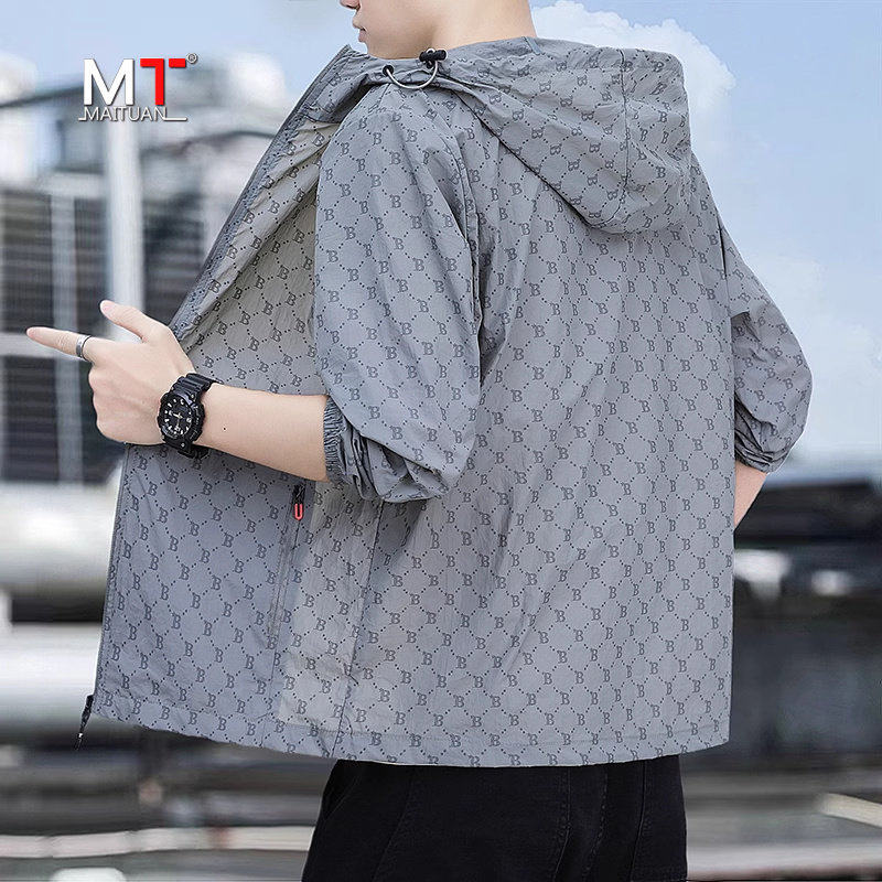 高端防晒衣服男士2026新款夏季轻薄款连帽外套速干钓鱼皮肤衣男款