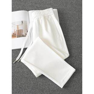 欧洲站全棉休闲运动裤女春秋2025新款直筒卫裤白色裤子纯棉男女裤
