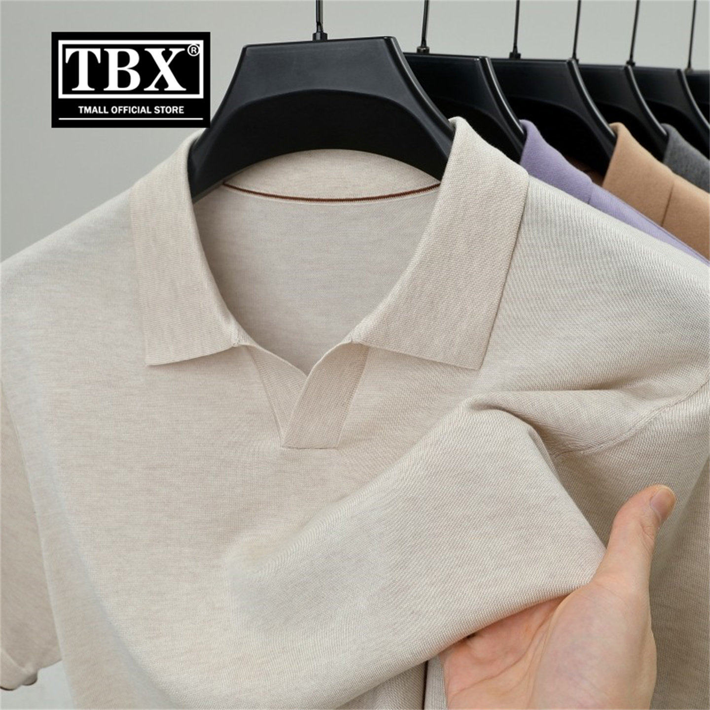 高端海鸥领天丝polo衫男士短袖t恤2026新款夏季翻领针织上衣男款