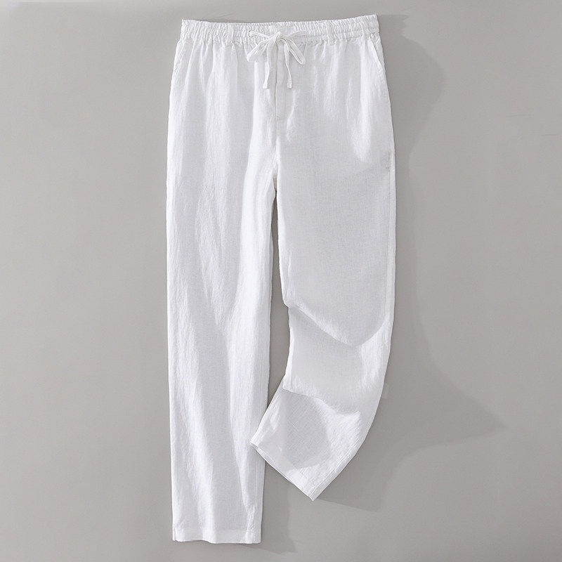 Mostarsea~日系亚麻裤男夏季薄款直筒裤宽松大码中国风棉麻长裤子