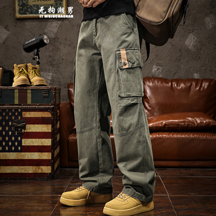 冲锋裤 潮牌it 工装 BIAS美式 男秋冬加绒军绿色宽松直筒阔腿 neith
