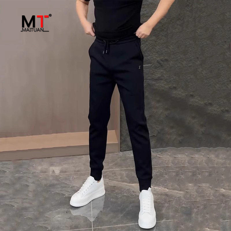 高端休闲卫裤男士2026新款春夏季男裤修身束脚运动裤子男款秋加厚