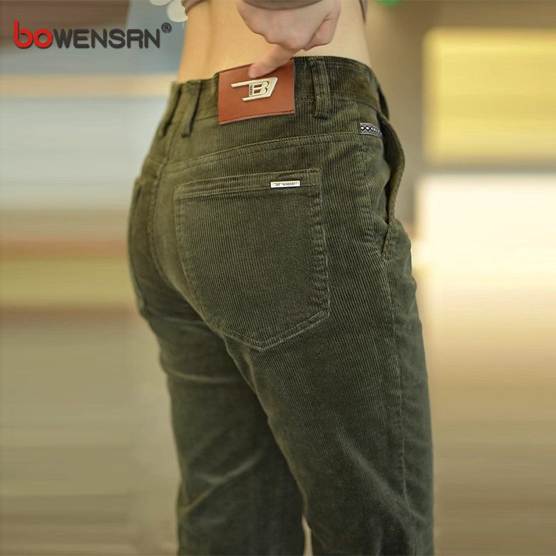 灯芯绒纯棉休闲裤男士2025新款冬季加绒加厚男裤弹力直筒裤子男款