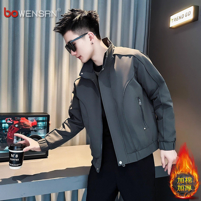 潮牌立领工装棉服男外套2025新款秋冬装今年流行爆款男士夹克男款