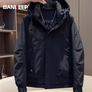 高端工装羽绒服男士冬季2025新款加厚连帽冲锋衣外套男款防寒服潮