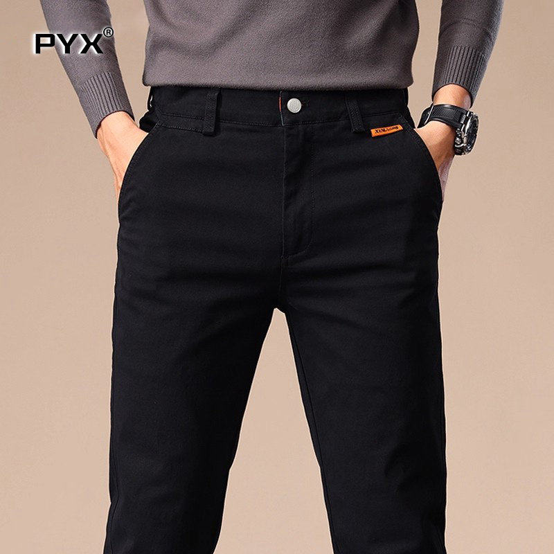 高端纯棉黑色休闲裤男士秋冬季2025新款加厚男裤商务直筒裤子男款