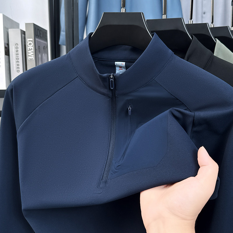Roamix 绅度~秋季半拉链立领长袖磨毛男户外骑行跑步训练运动服