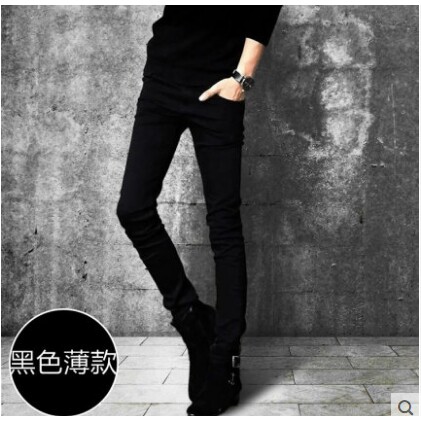 官方正品CKvi春季黑色牛仔裤男韩版潮流小脚弹力裤子紧身休闲长裤
