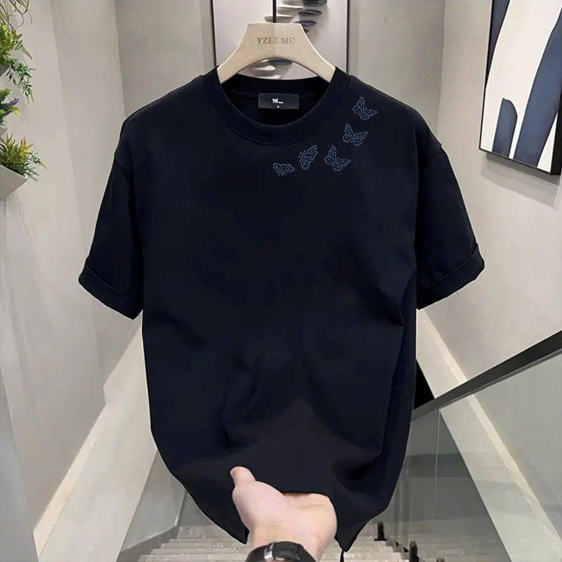 美式重磅纯棉短袖T恤男夏季潮牌简约潮流印花上衣圆领宽松半袖男
