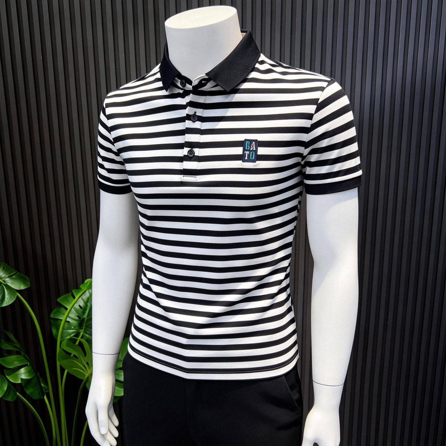 高级感POLO衫男短袖夏季2026新款时尚潮流翻领上衣条纹半袖t恤男