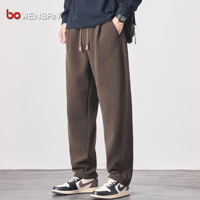欧密绒休闲裤男士2025新款冬装加绒加厚男裤潮流直筒运动裤子男款