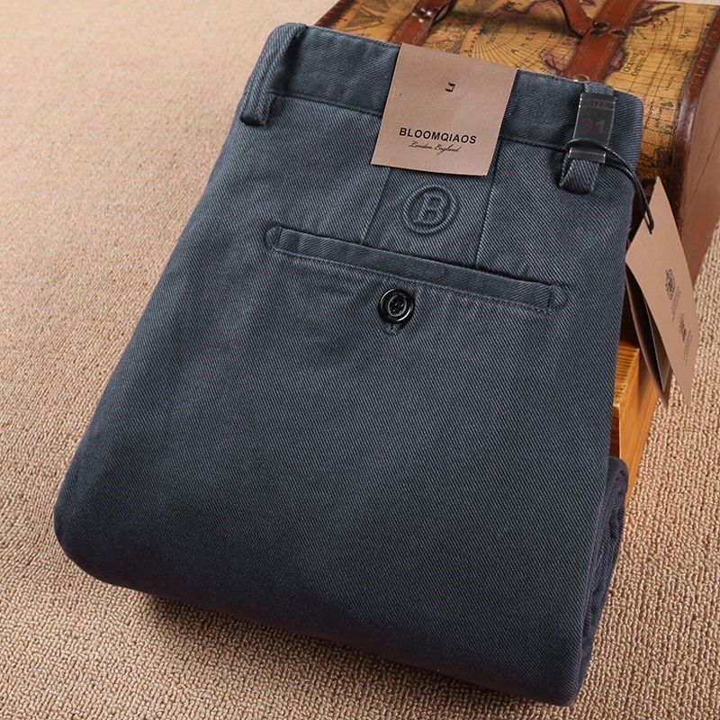 出口欧美【MONESR】高级质感斜纹高棉商务裤男直筒舒适牛仔休闲裤