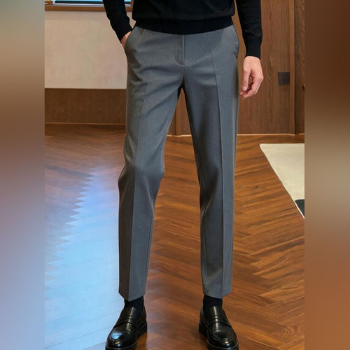 轻奢商务免烫小脚西装裤2026秋季男士修身西装长裤英伦风正装裤