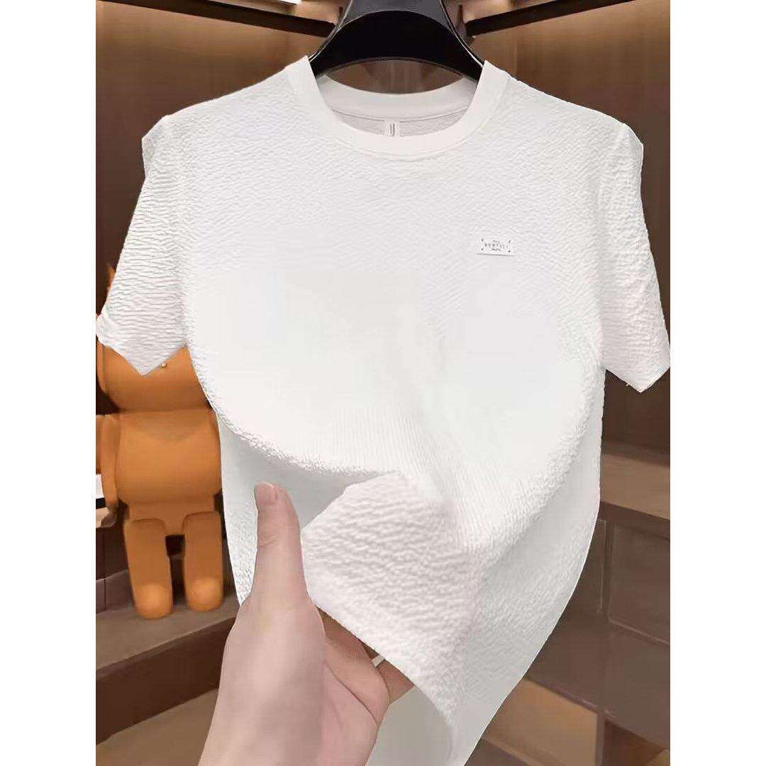 2026新款男士短袖T恤夏季轻奢百搭体恤凉感高品质潮流半袖冰丝衫