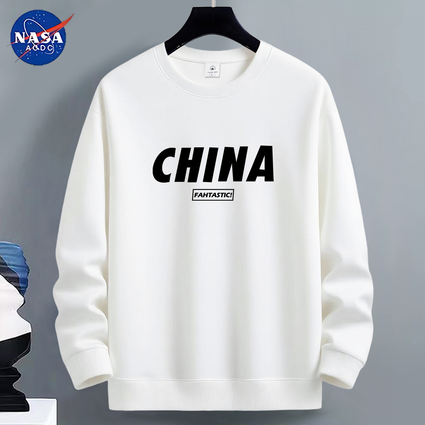 NASA男士卫衣秋冬季2025新款加绒加厚男生宽松青少年潮牌内搭上衣